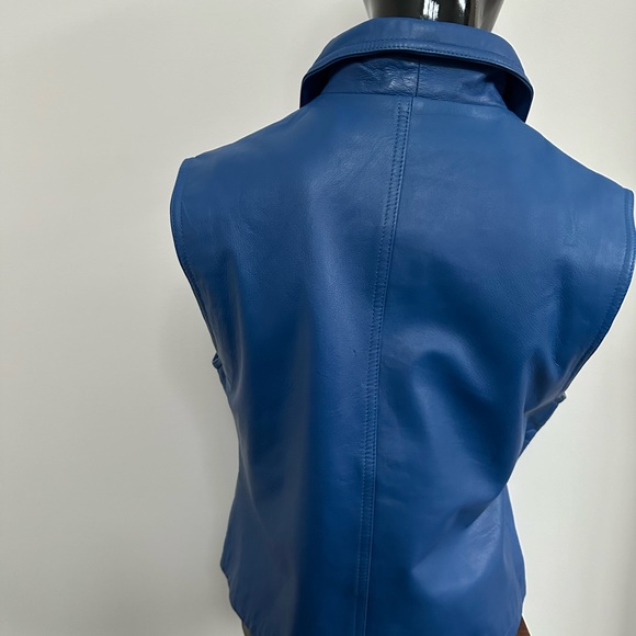 BLUE LEATHER VEST. Fully lined. Blue. SERRANO size S - Picture 7 of 10